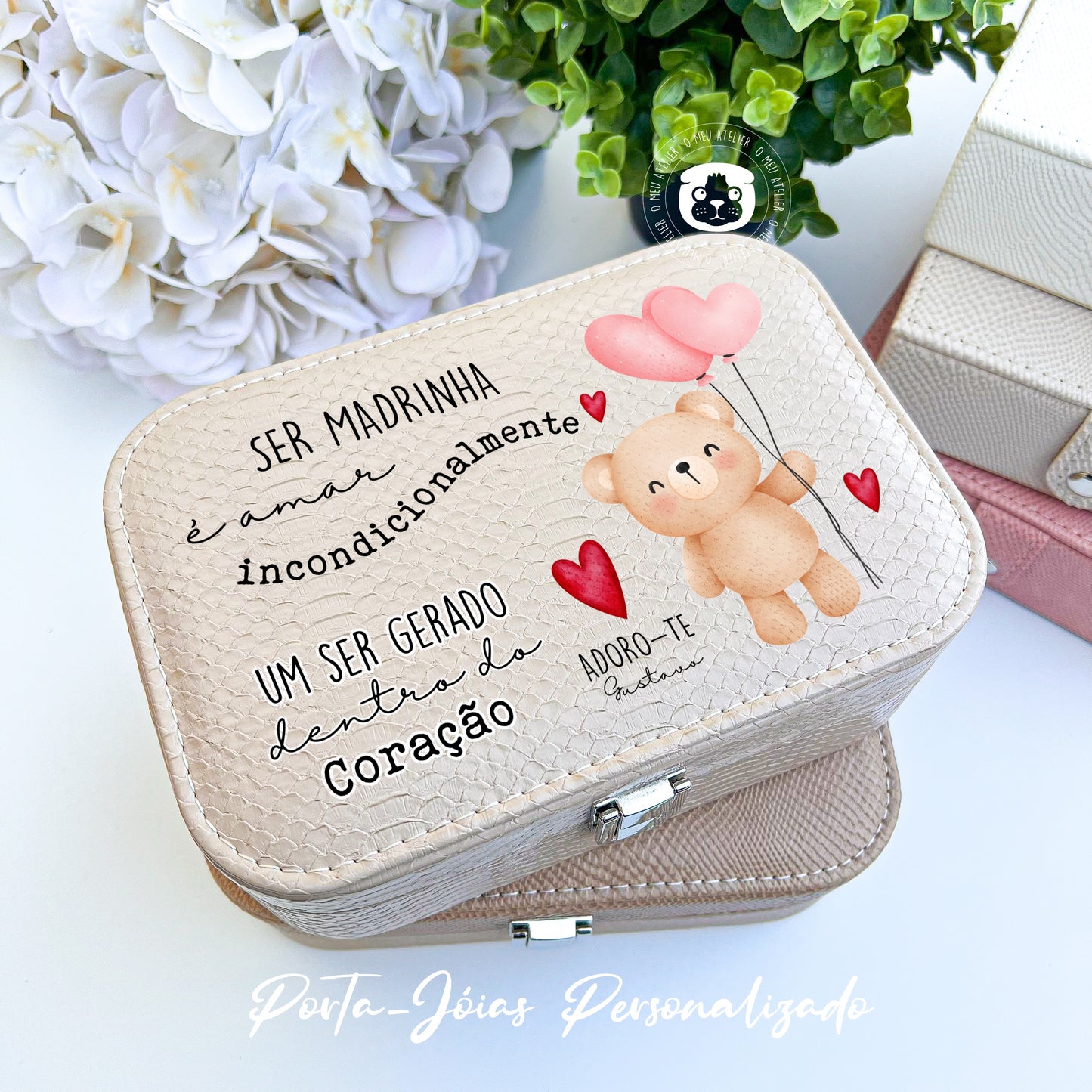 Guarda-Jóias em Pele personalizado - Ser madrinha é