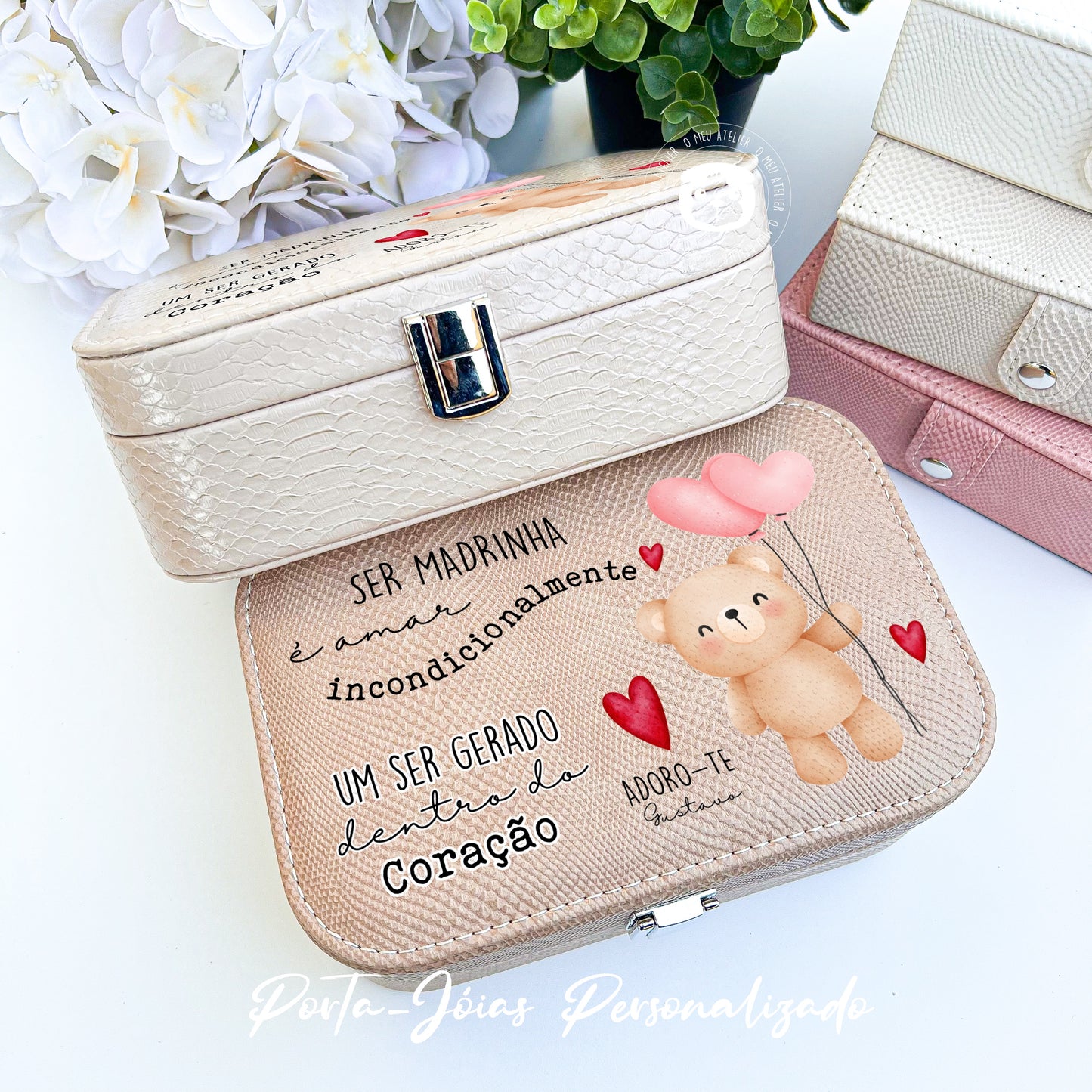 Guarda-Jóias em Pele personalizado - Ser madrinha é