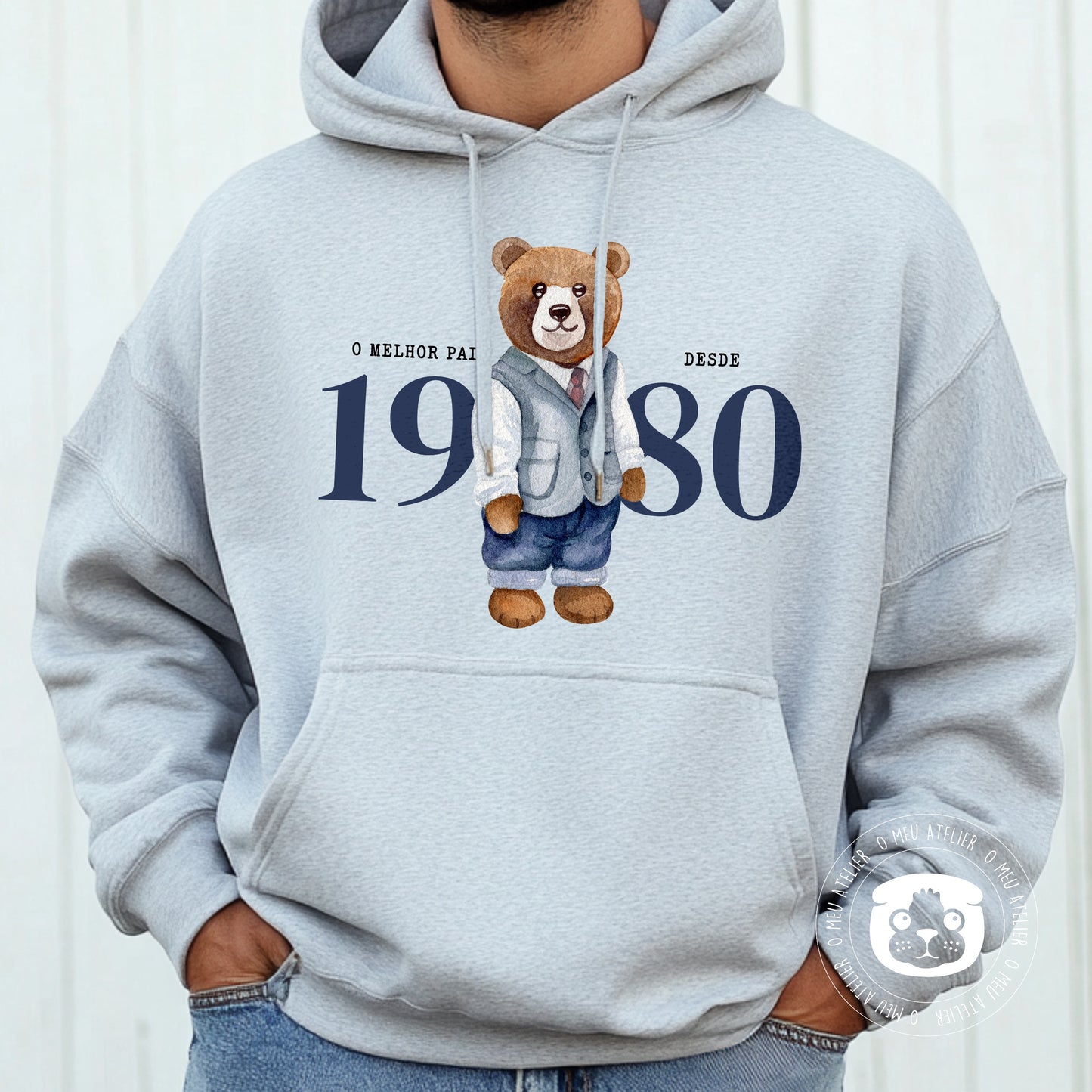 Sweatshirt com capuz personalizada “Urso” - Melhor Pai Desde