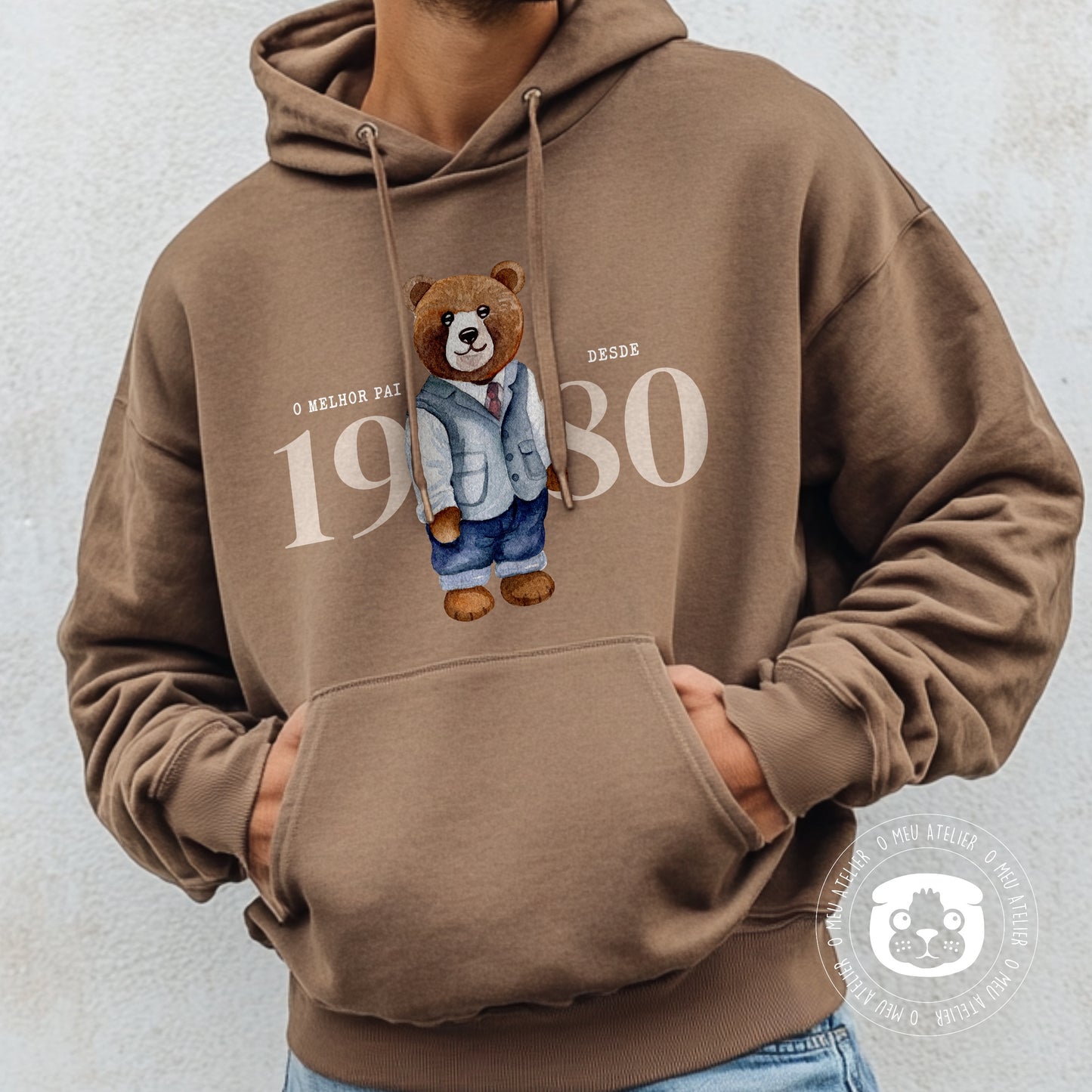 Sweatshirt com capuz personalizada “Urso” - Melhor Pai Desde