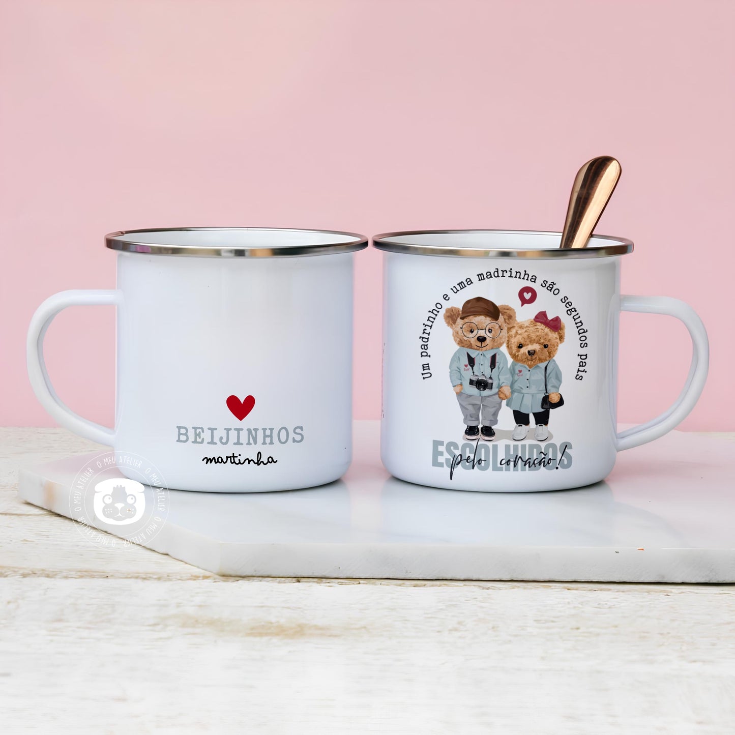 Caneca de esmalte “Ursinhos Padrinhos”