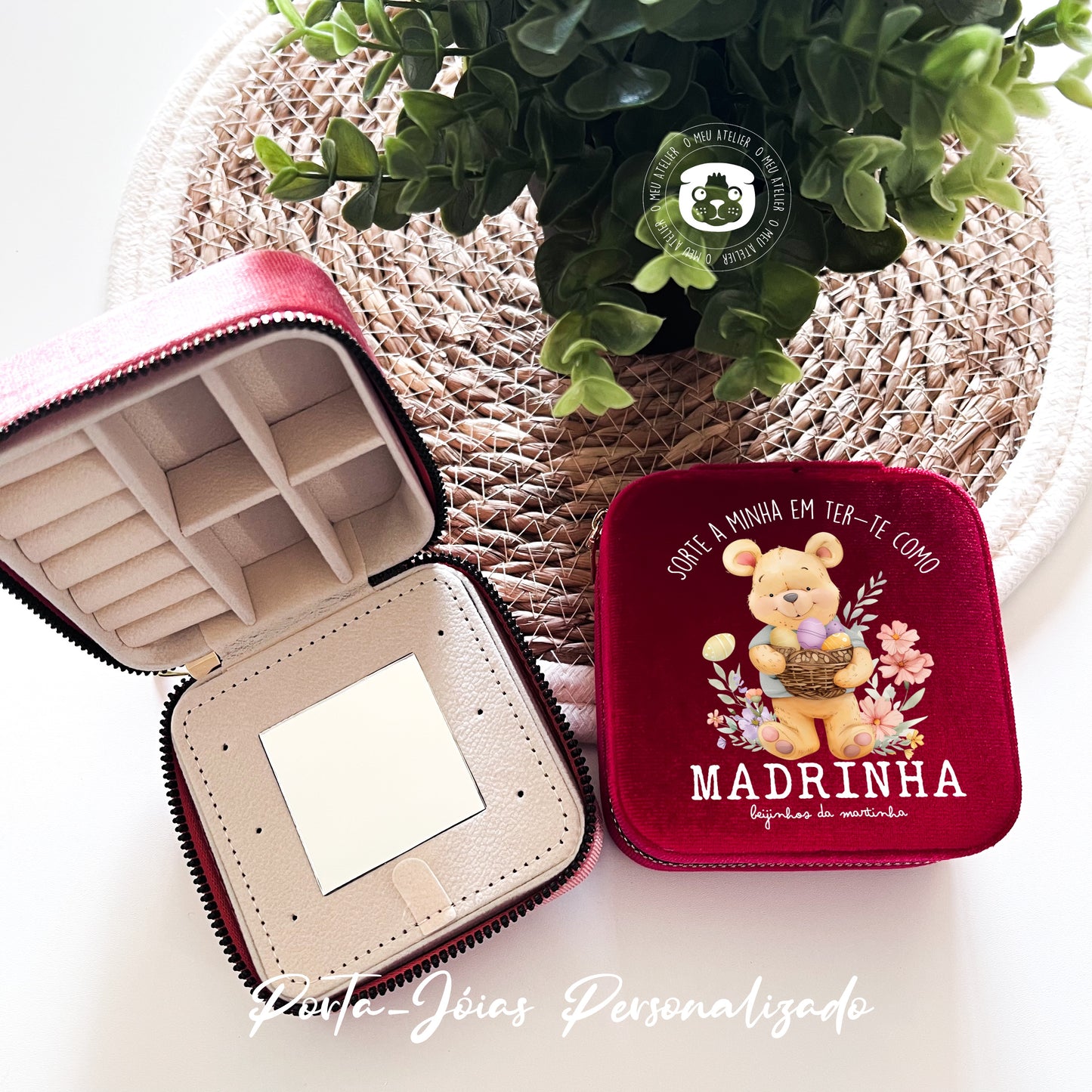 Porta-Jóias Veludo personalizado “Madrinha”