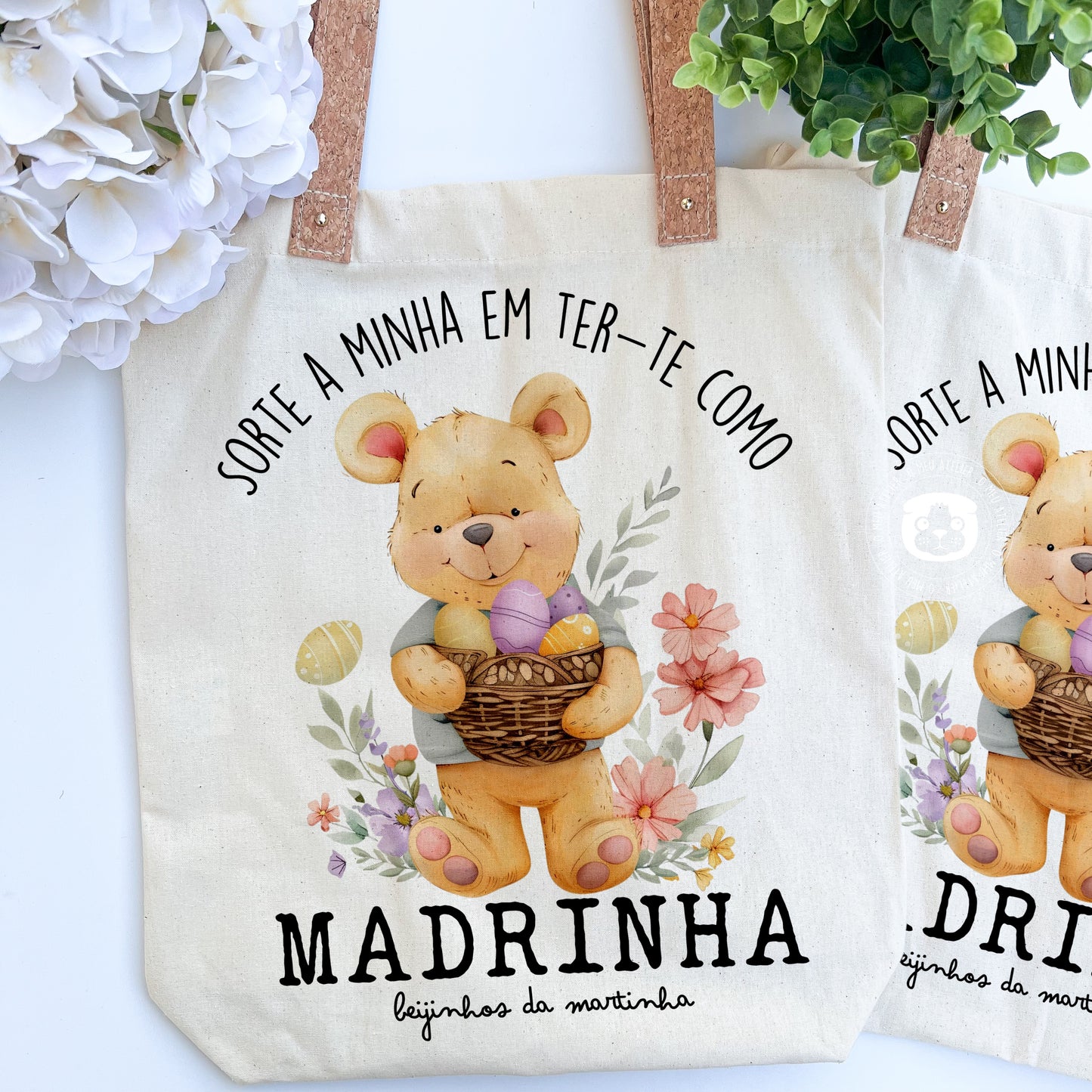 Sacola de algodão com alças em cortiça - Madrinha