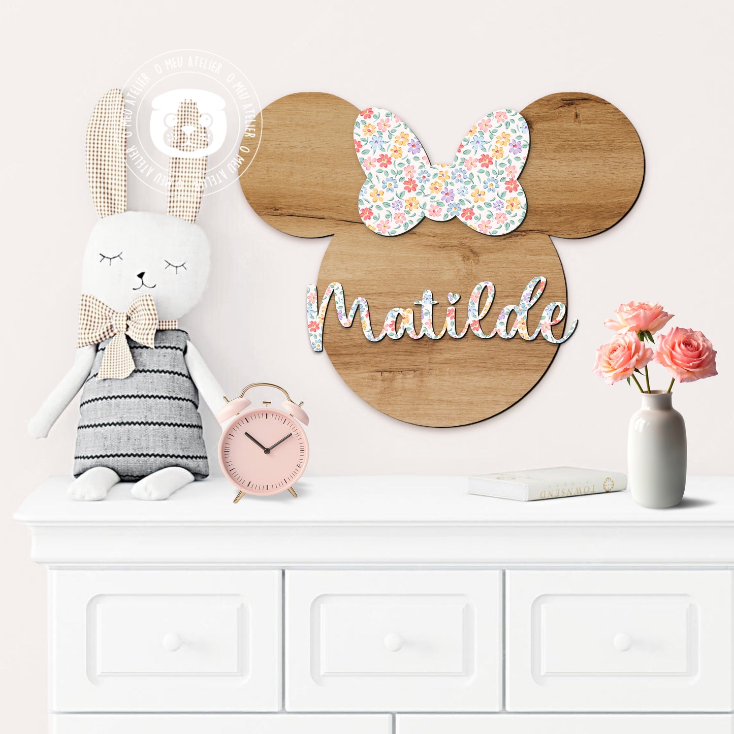 Placa de Parede Personalizada C/Nome “Orelhinhas”