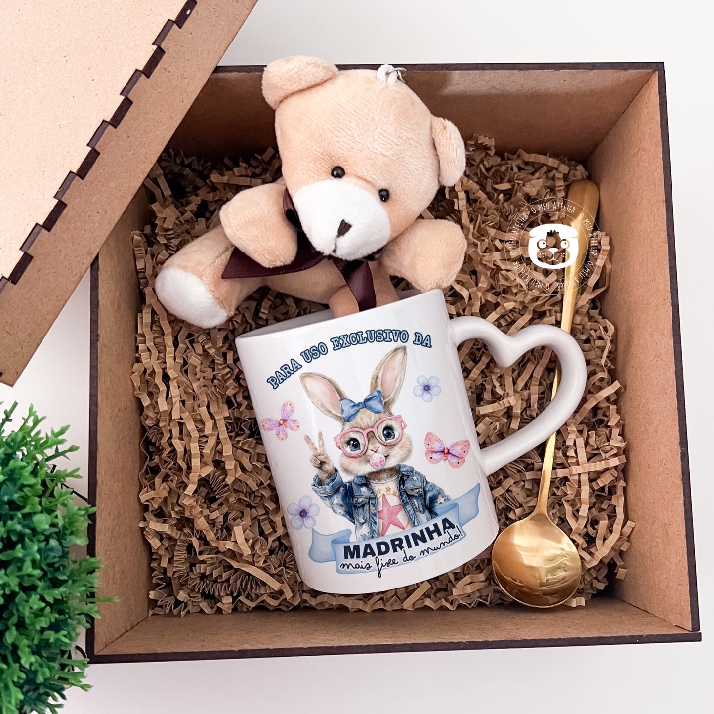 Conjunto de Caneca, porta-chaves e Colher Personalizado - Madrinha mais Fixe