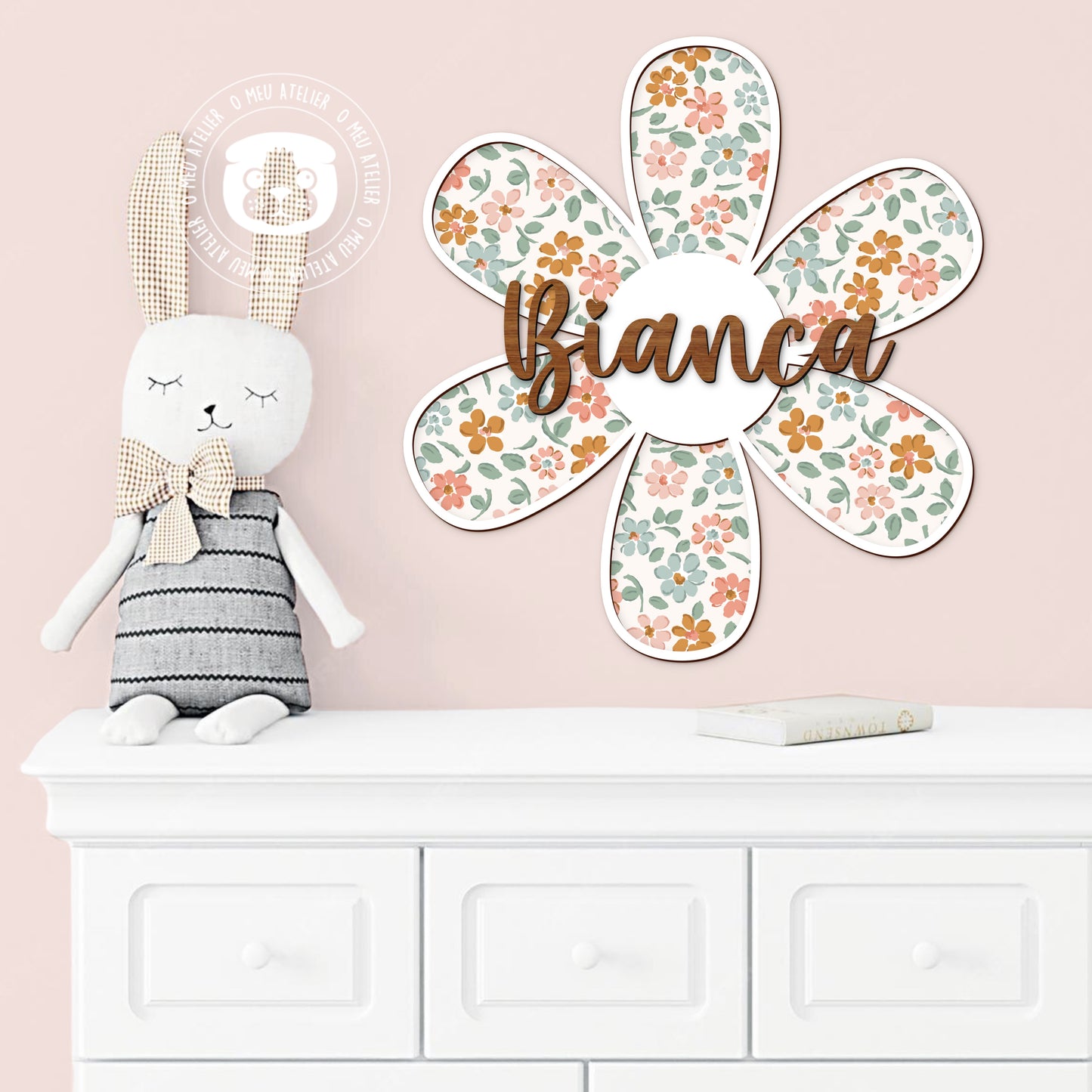 Placa de Parede Personalizada C/Nome “Flor”