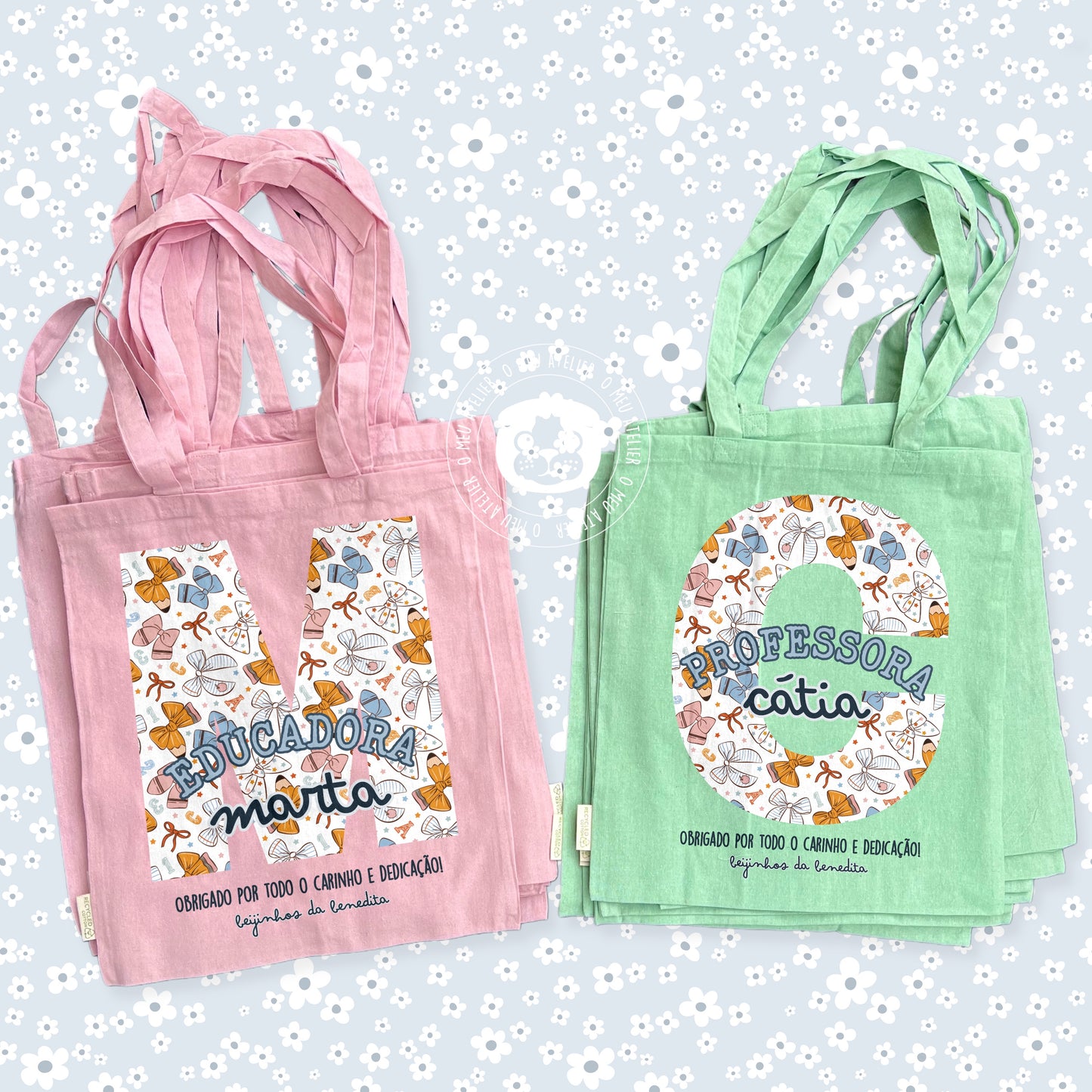 Sacola de Algodão Personalizada - Professoras, Educadoras e Auxiliares