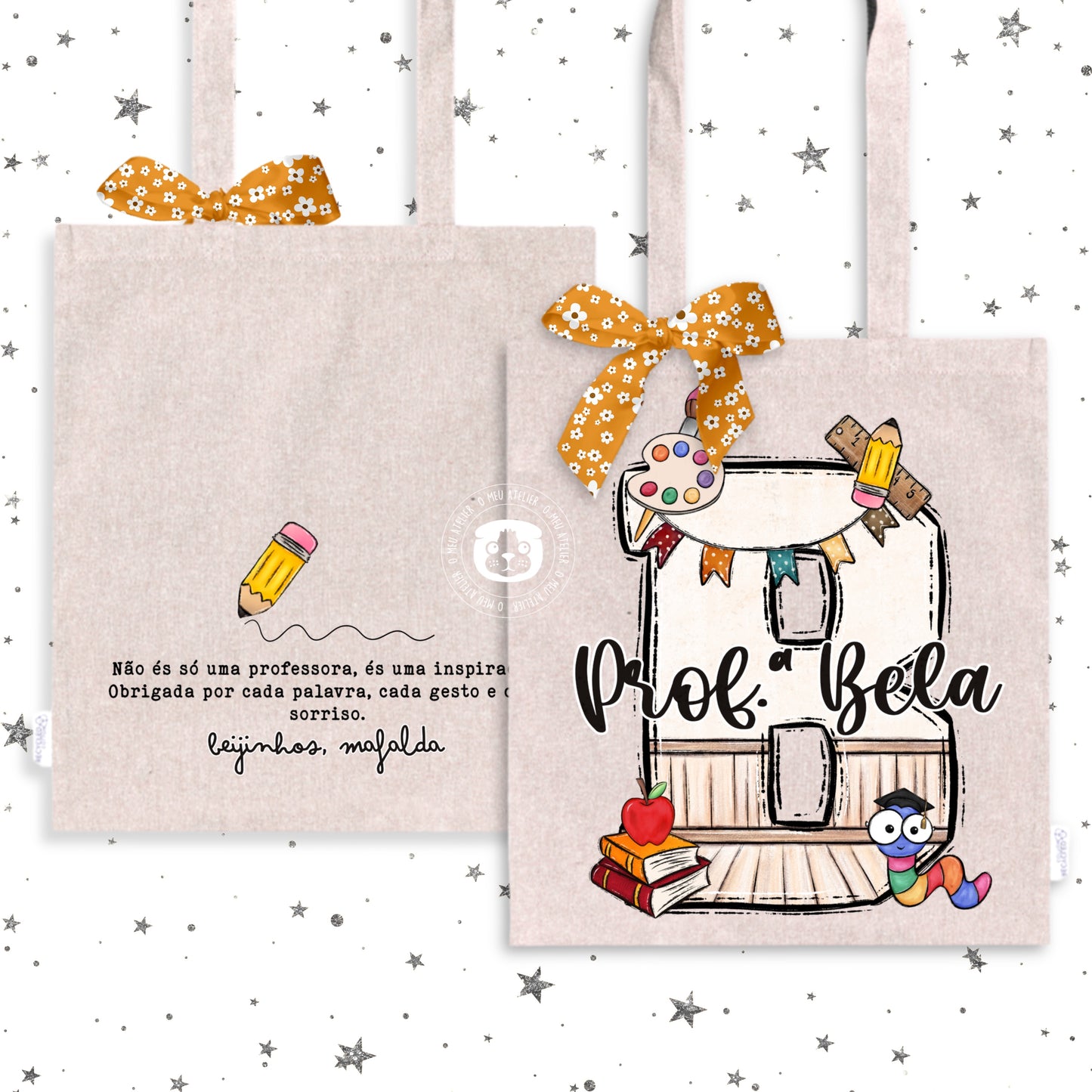 Sacola de Algodão Personalizada - Professoras, Educadoras e Auxiliares