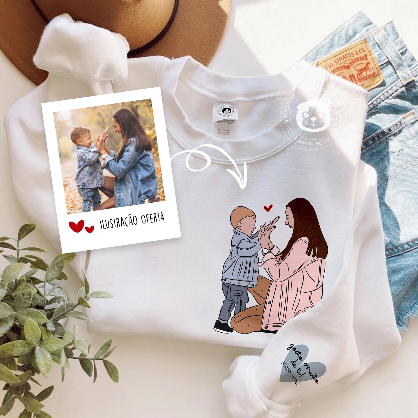 Sweatshirt Personalizada com Ilustração – A Tua Foto Transformada em Arte (Ilustração Oferta!)