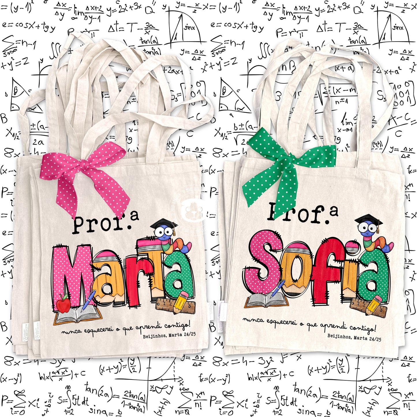 Sacola de Algodão Personalizada - Professoras, Educadoras e Auxiliares