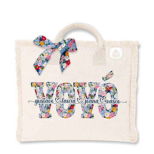 Saco de Algodão Personalizado com Design Floral – Nome à Escolha