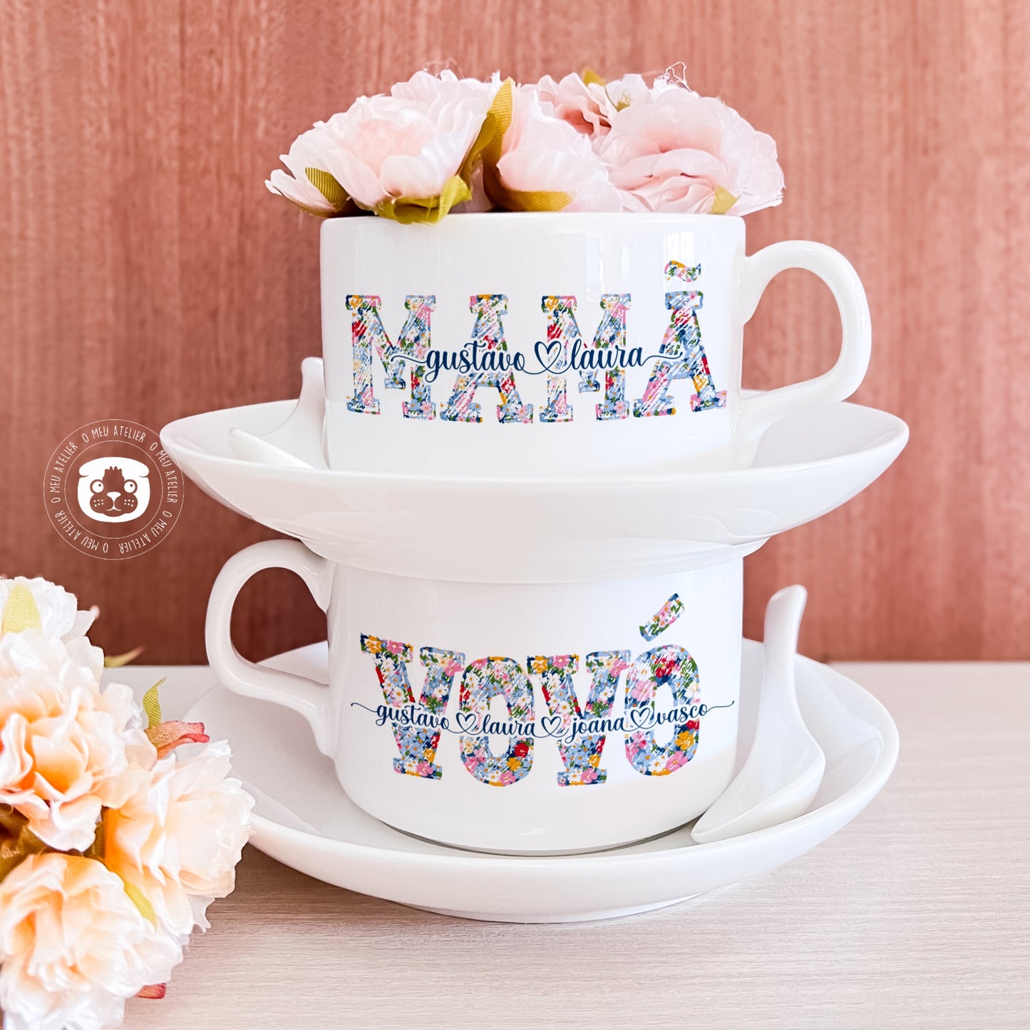 Conjunto de Chávena Personalizada – Com Prato e Colher
