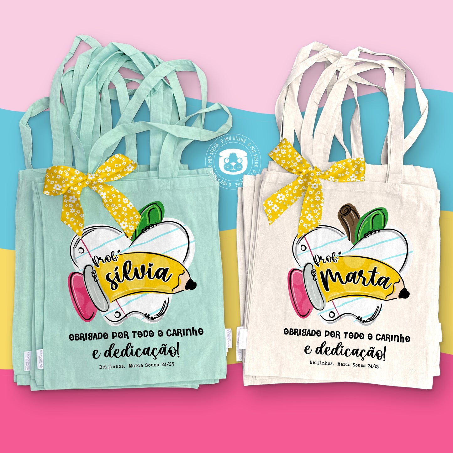 Sacola de Algodão Personalizada - Professoras, Educadoras e Auxiliares