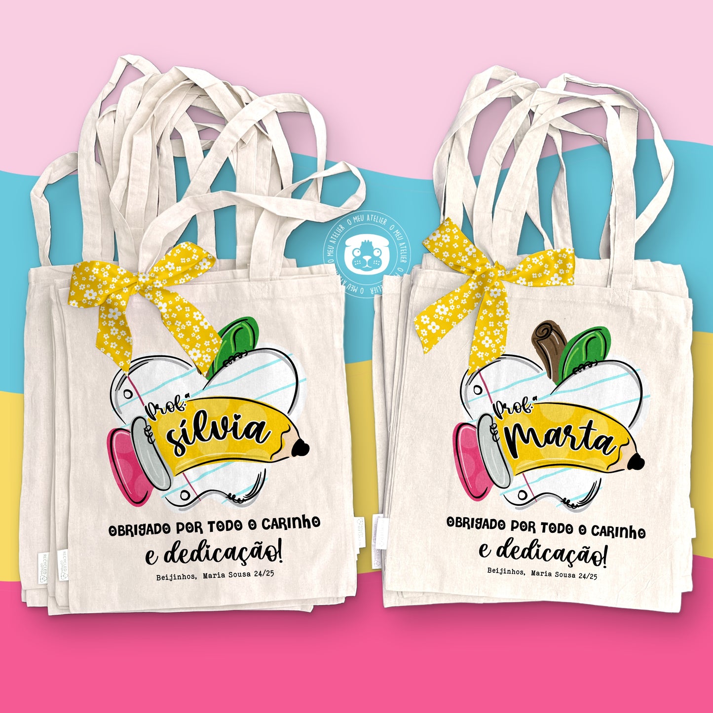 Sacola de Algodão Personalizada - Professoras, Educadoras e Auxiliares