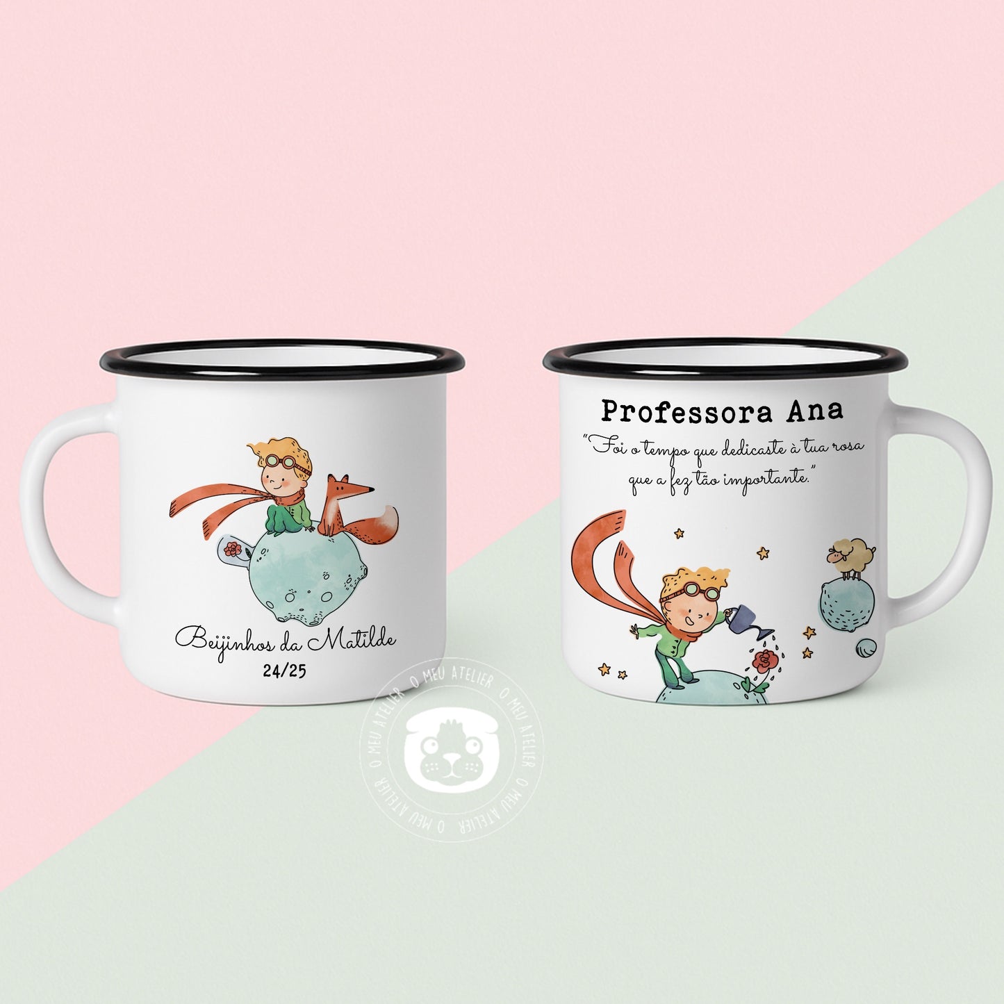 Caneca de Esmalte “O Tempo Que Dedicamos” – Presente para Educadoras, Professoras ou Auxiliares