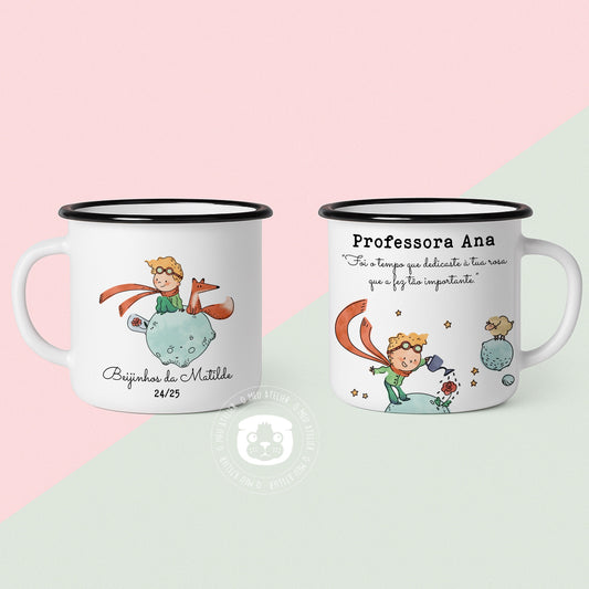 Caneca de Esmalte “O Tempo Que Dedicamos” – Presente para Educadoras, Professoras ou Auxiliares