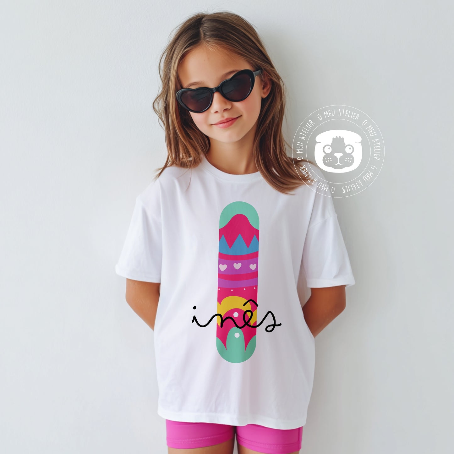 T-shirt Infantil Personalizada com Letra Decorada – Opção de Conjunto