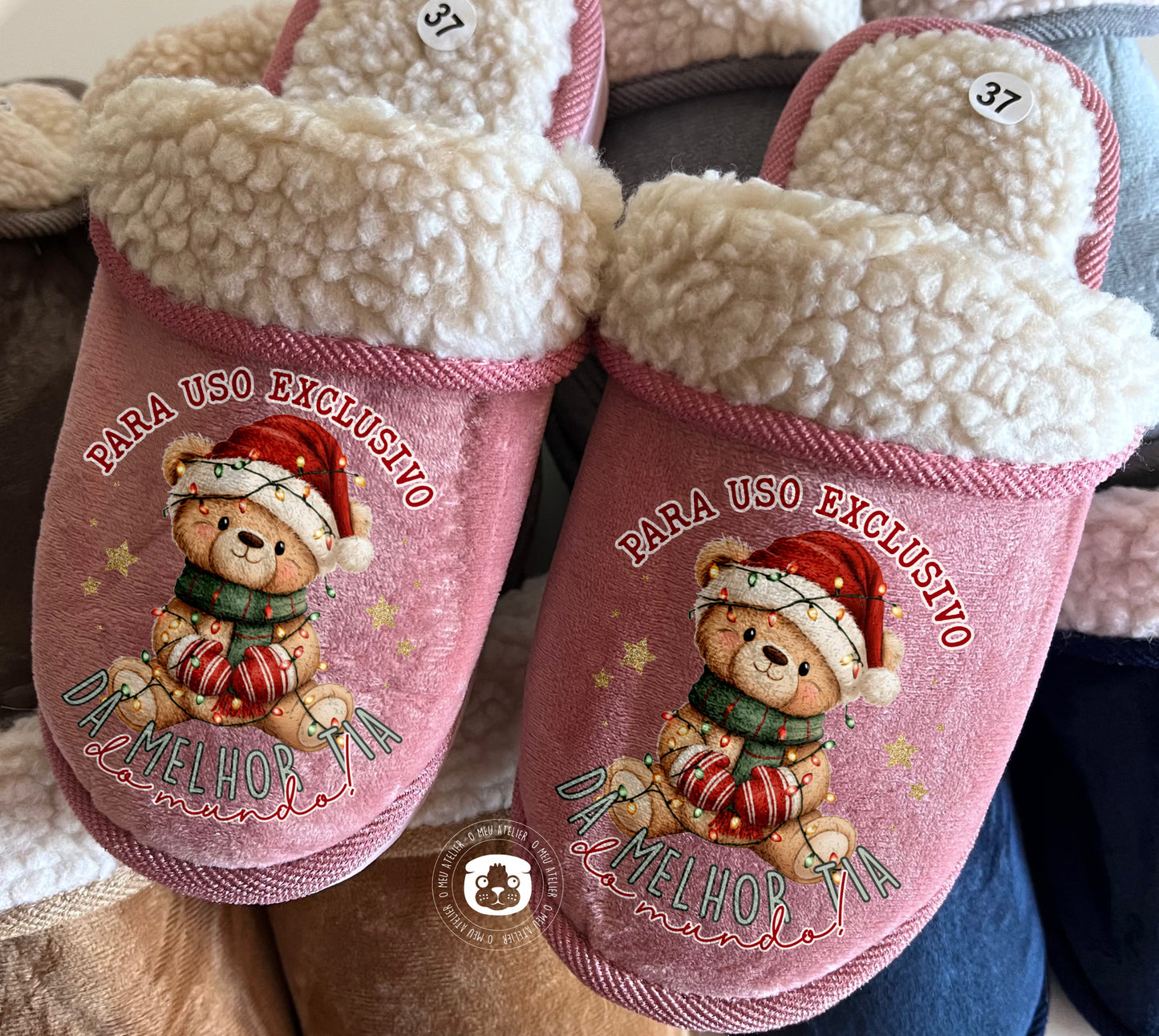 Chinelos pelo de carneiro personalizados - Uso exclusivo