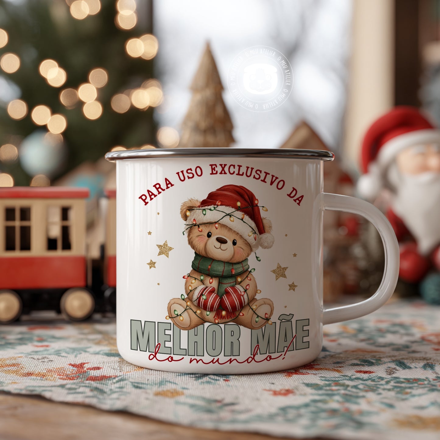 Caneca de esmalte personalizada Natal - Uso exclusivo