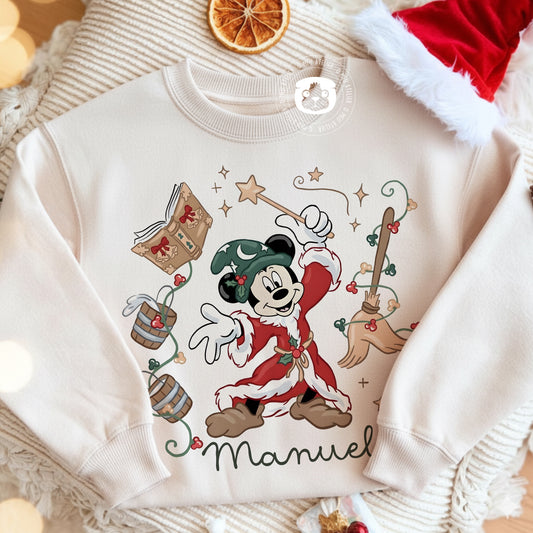 Camisolas de Natal Personalizadas com Nome – Mick Mágico – 100% Algodão Cardado