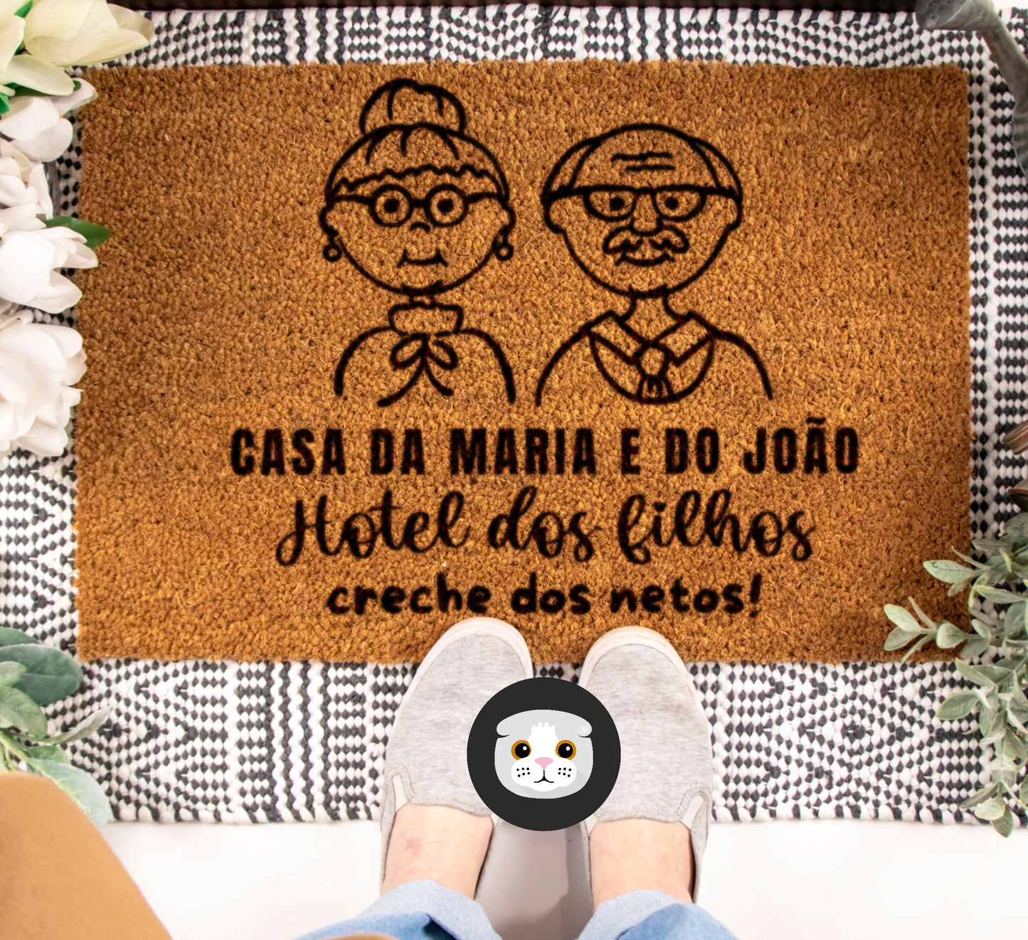 Tapete de entrada personalizado “Hotel dos filhos, creche dos netos”
