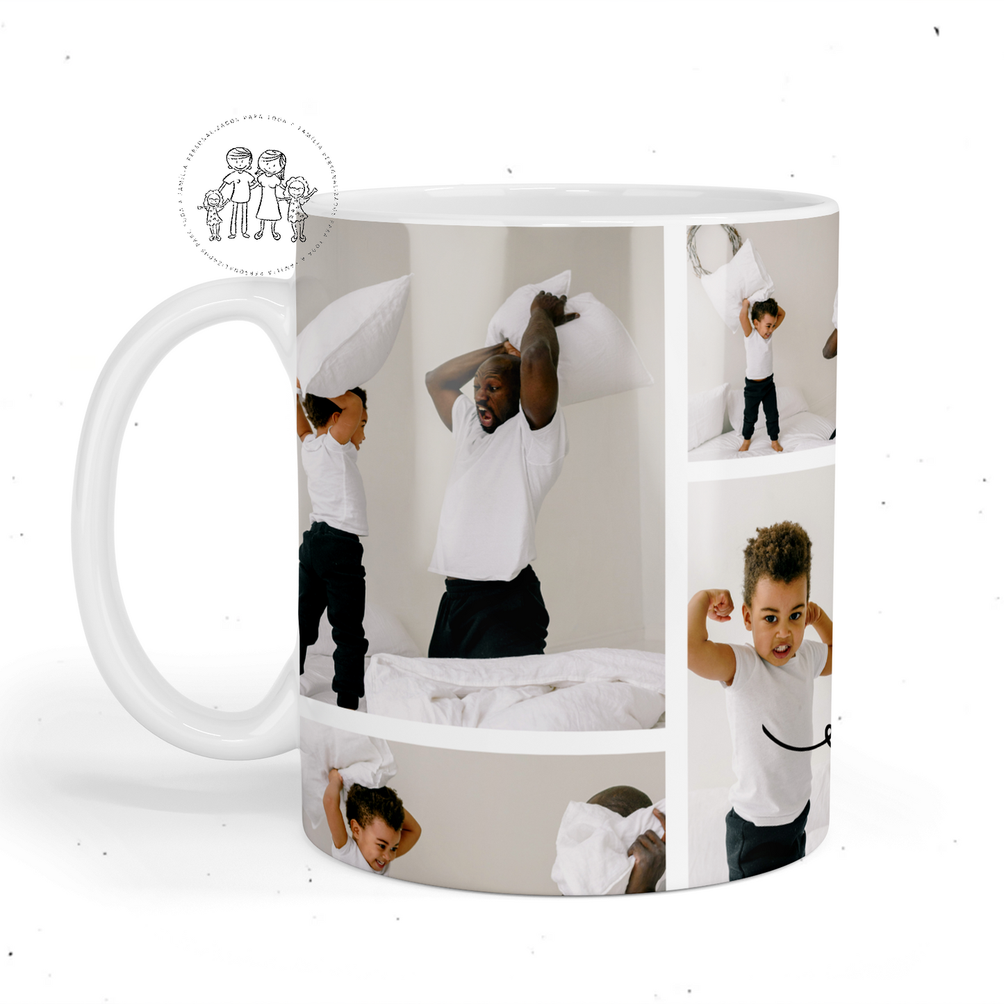 Caneca de cerâmica personalizada com fotos “Feliz dia do Pai”