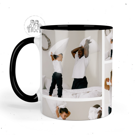 Caneca de cerâmica personalizada com fotos “Feliz dia do Pai”