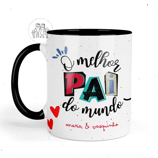 Caneca de cerâmica personalizada com fotos “O melhor Pai do Mundo”