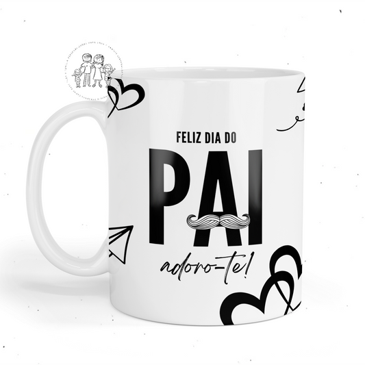 Caneca de cerâmica personalizada com fotos “Feliz dia do Pai”