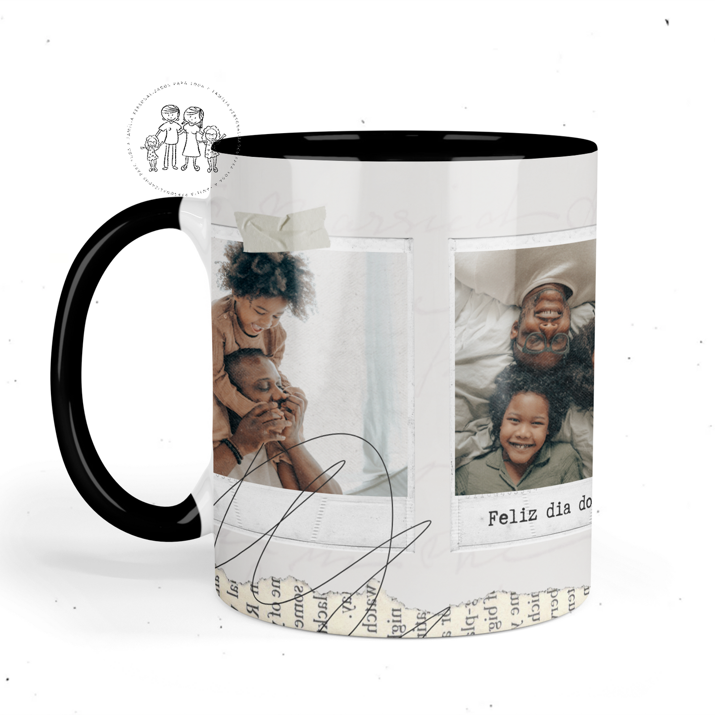 Caneca de cerâmica personalizada com fotos "És o nosso Herói e melhor Amigo"