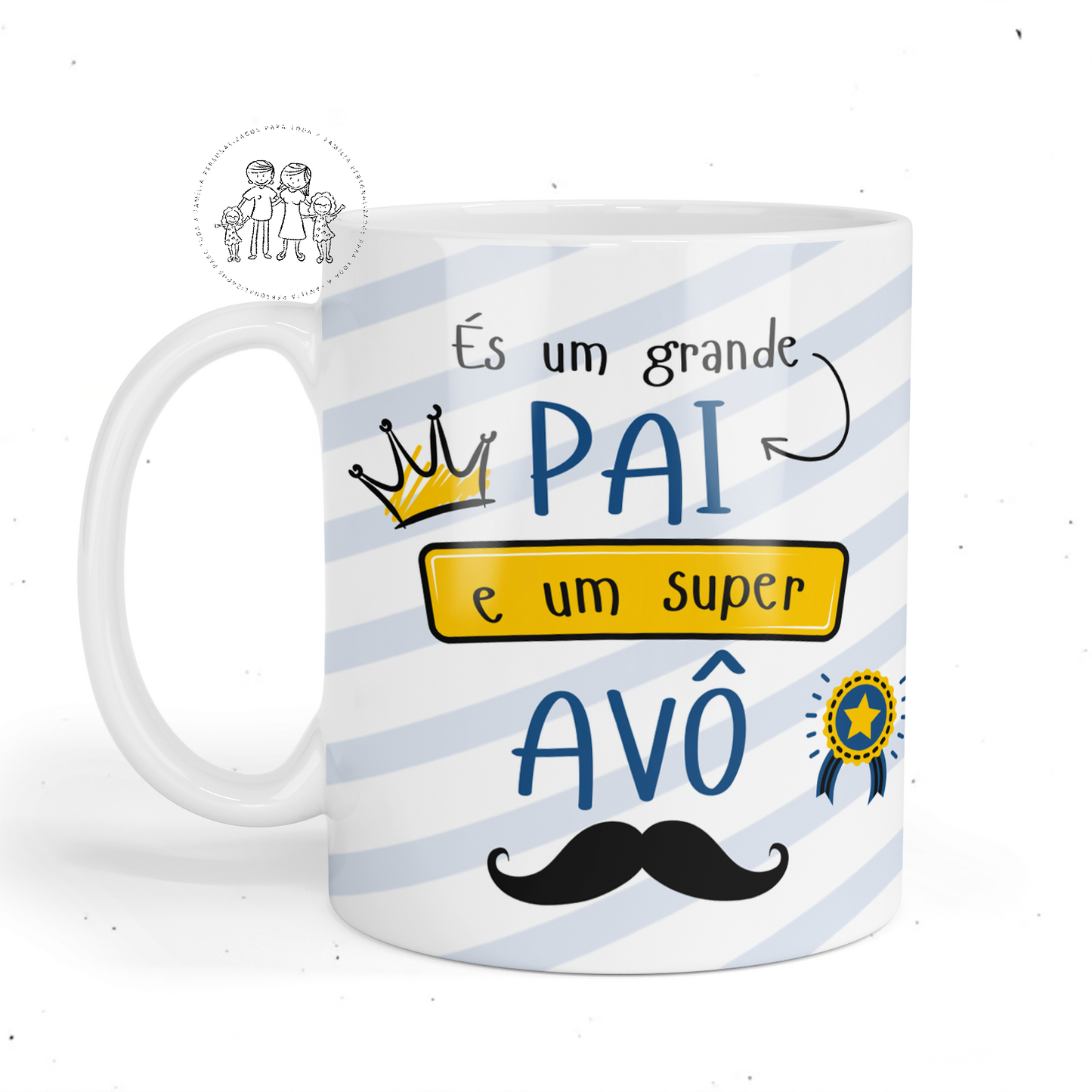 Caneca de cerâmica personalizada com fotos "És um grande Pai e um super Avô"
