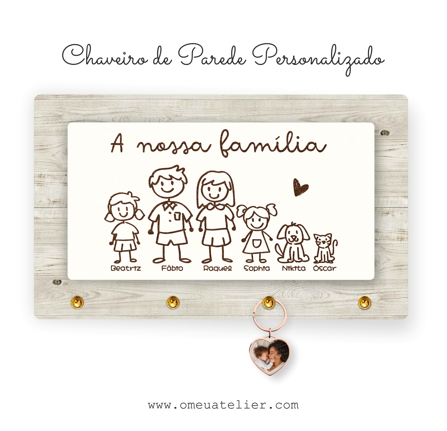 Chaveiro de Parede Personalizado "A nossa Família"