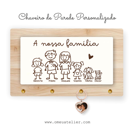 Chaveiro de Parede Personalizado "A nossa Família"