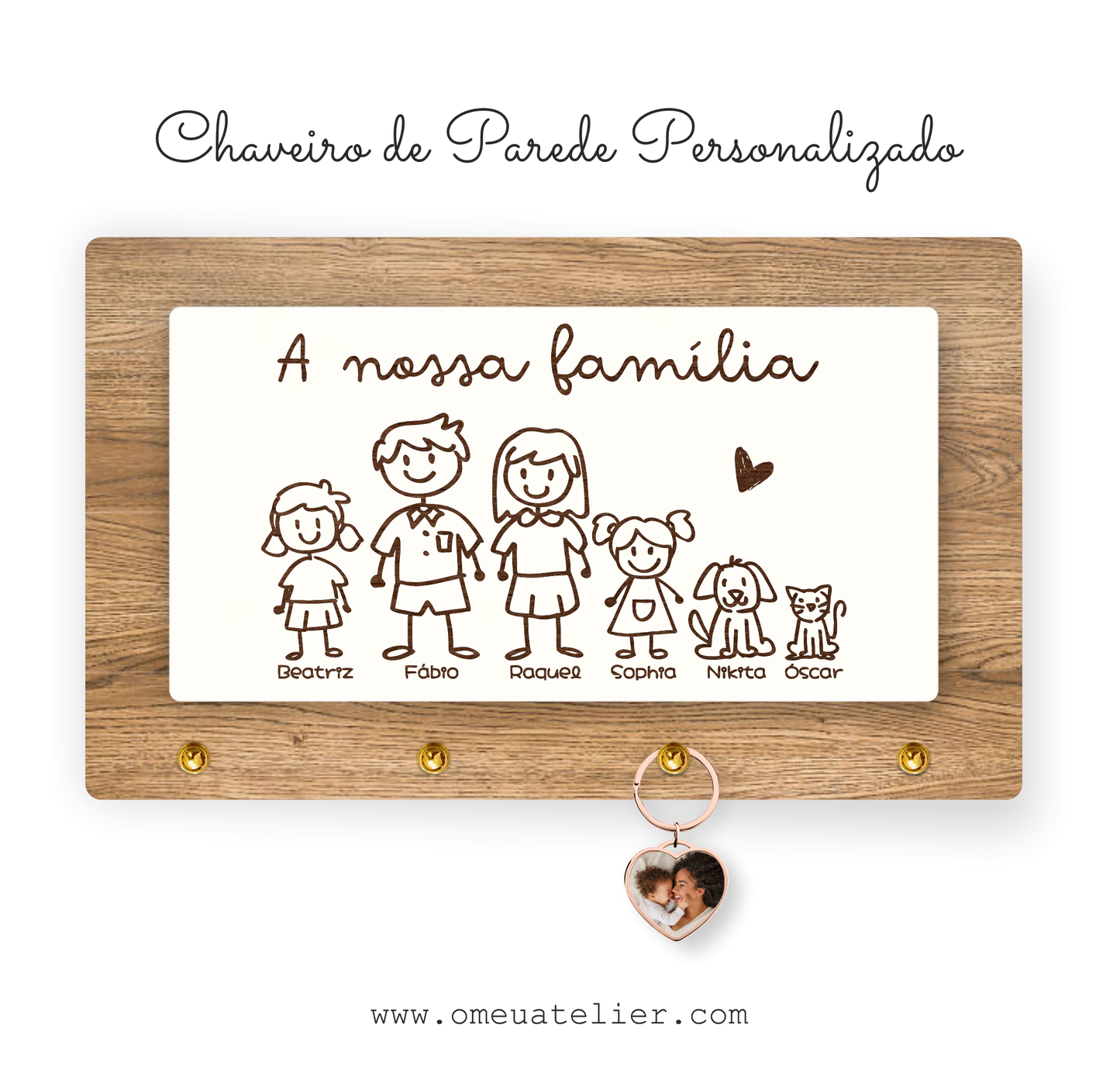 Chaveiro de Parede Personalizado "A nossa Família"