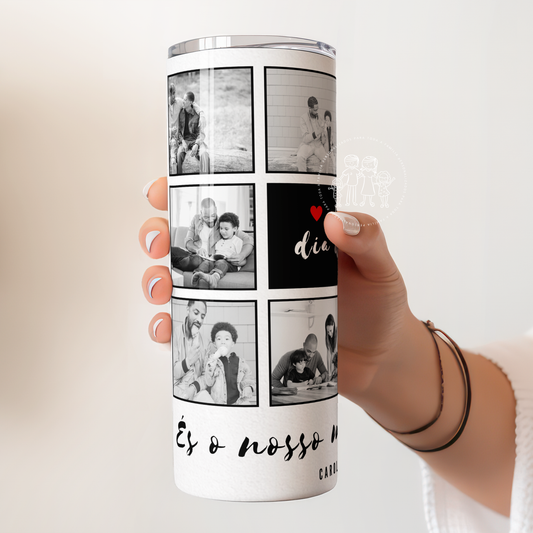 Copo Tumbler Térmico Personalizado c/fotos "Pai, és o nosso melhor Amigo"