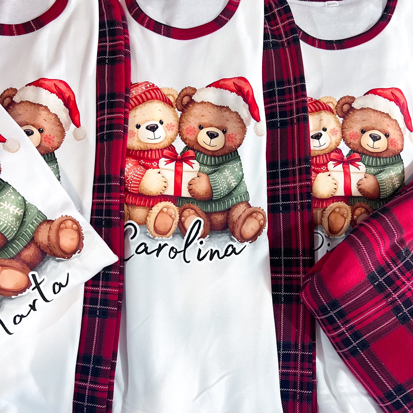 Pijamas de Natal Personalizados – Família Urso