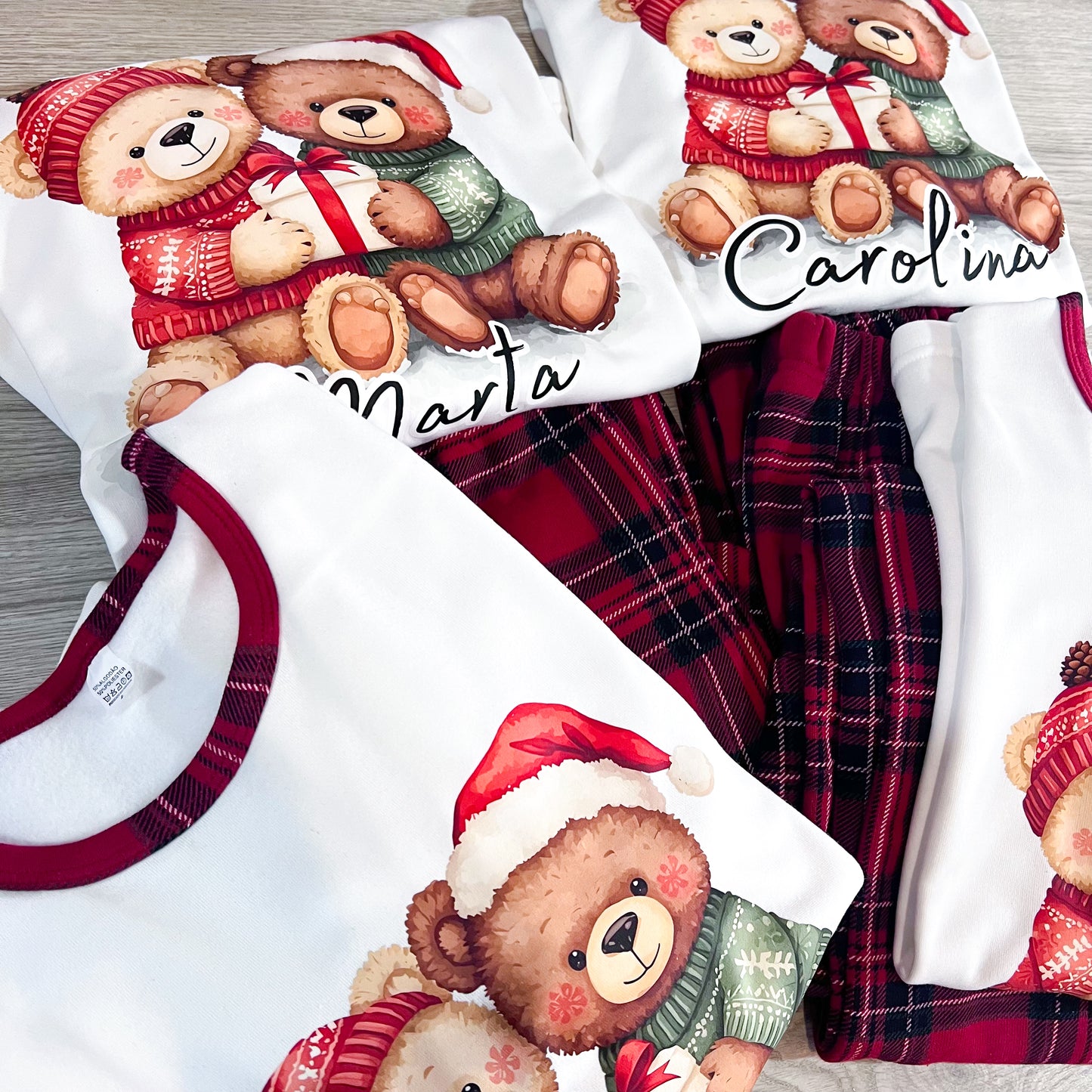 Pijamas de Natal Personalizados – Família Urso