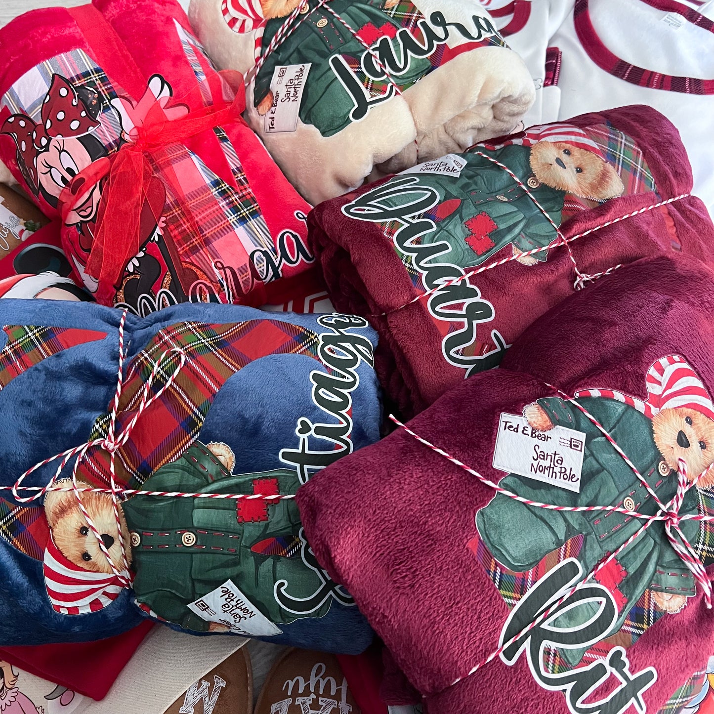 Manta Personalizada de Natal com Nome – Ursinho Fofo