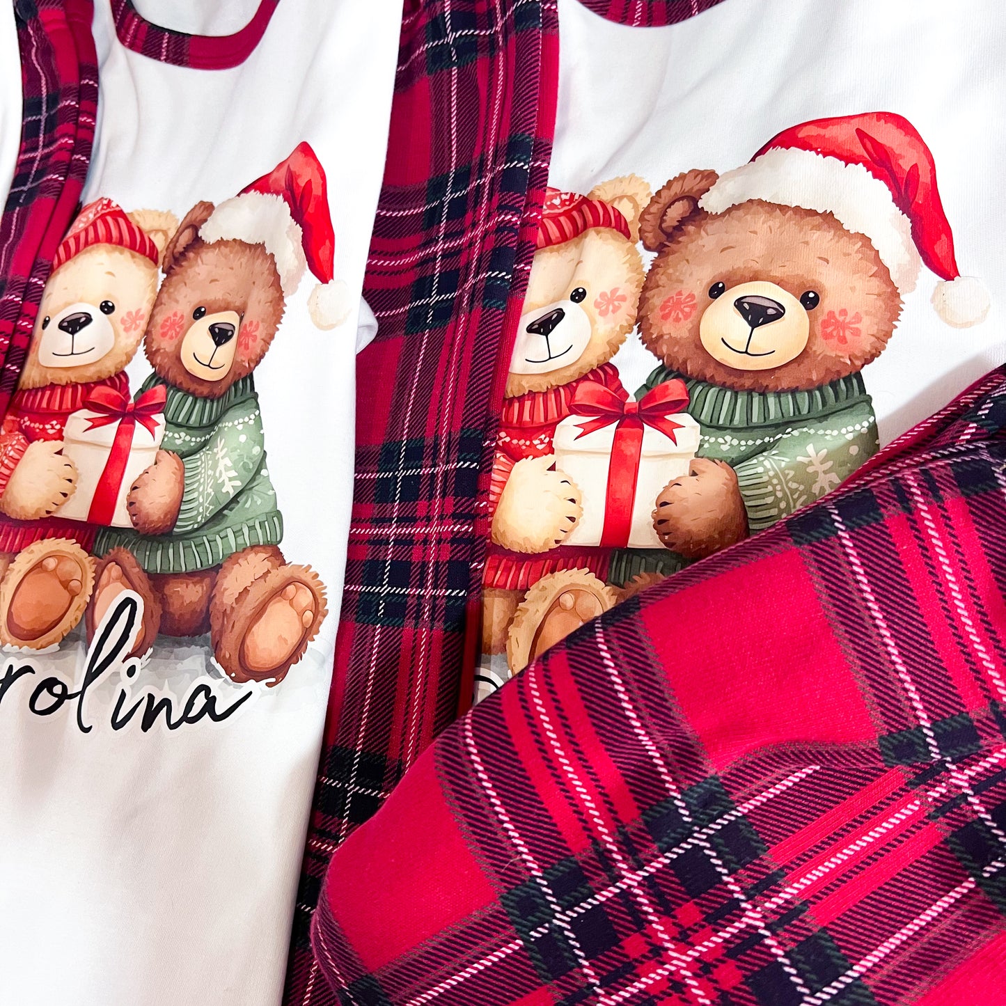 Pijamas de Natal Personalizados – Família Urso