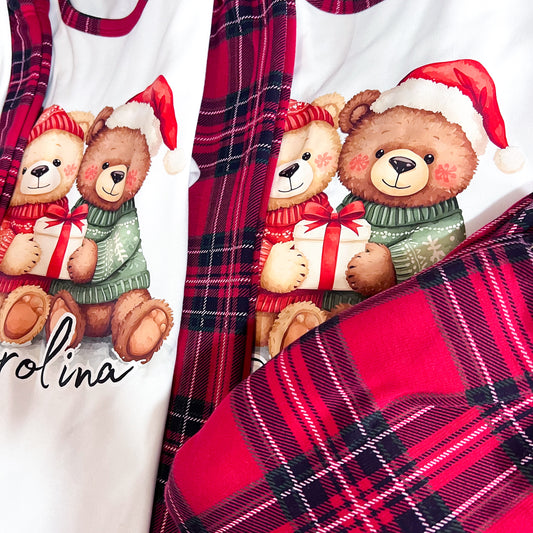 Pijamas de Natal Personalizados – Família Urso