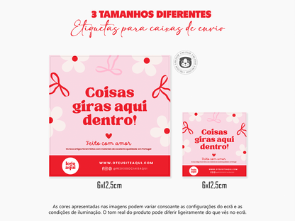Etiquetas Adesivas Personalizadas - Selagem de Caixas e Sacos de Envios "Sweet"