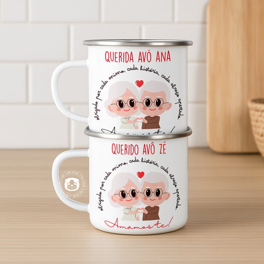 Caneca de esmalte “Queridos Avós"