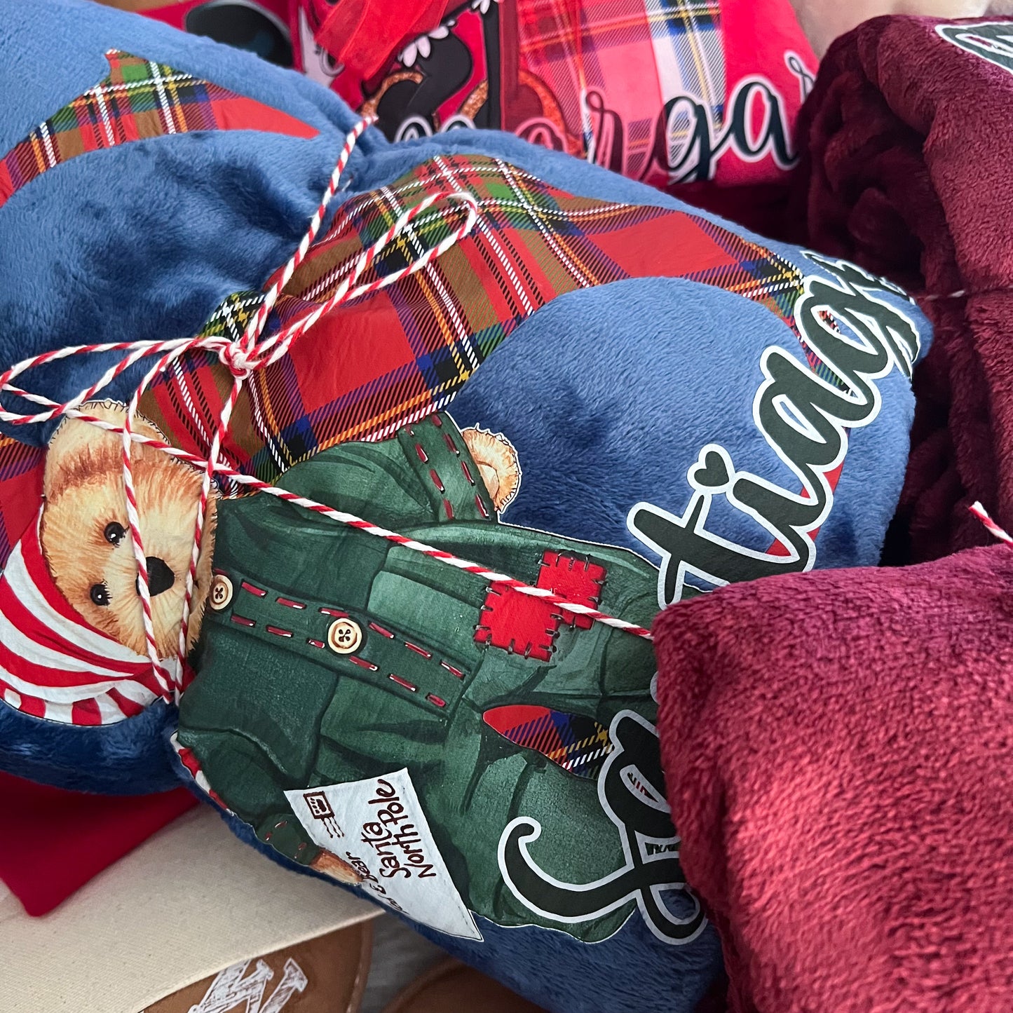 Manta Personalizada de Natal com Nome – Ursinho Fofo