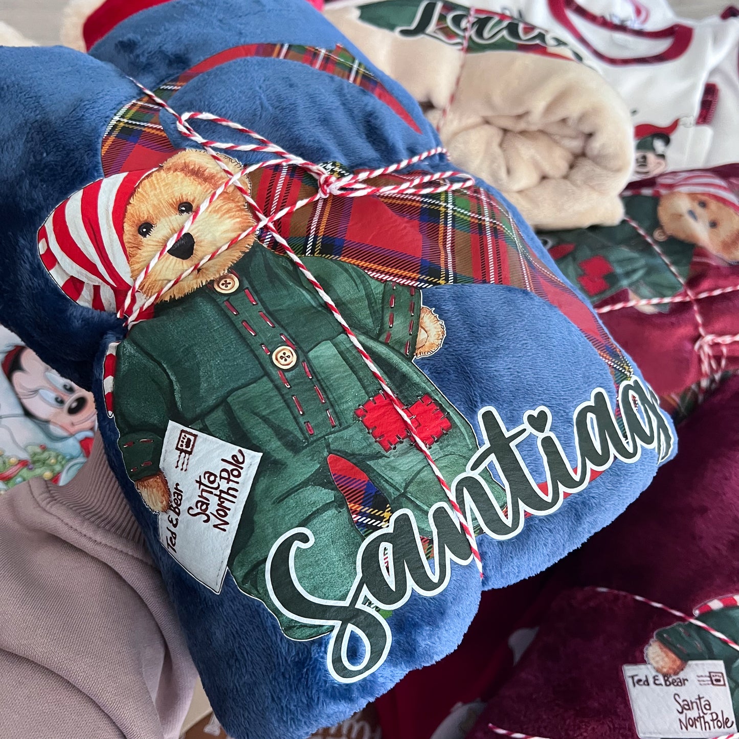 Manta Personalizada de Natal com Nome – Ursinho Fofo