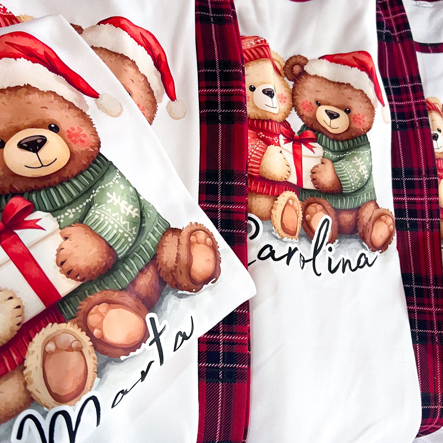 Pijamas de Natal Personalizados – Família Urso
