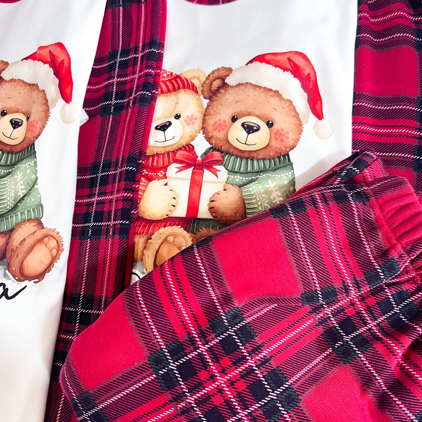 Pijamas de Natal Personalizados – Família Urso