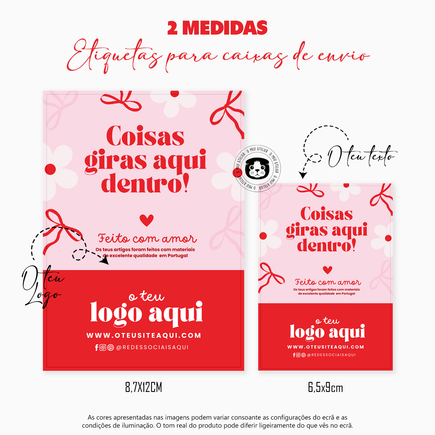 Etiquetas Adesivas Personalizadas - Selagem de Caixas e Sacos de Envios "Sweet"