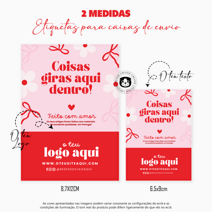 Etiquetas Adesivas Personalizadas - Selagem de Caixas e Sacos de Envios "Sweet"