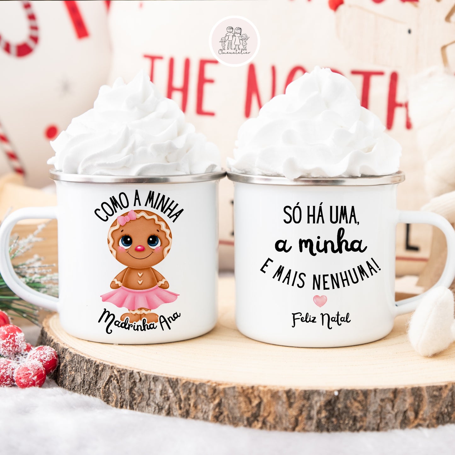 Caneca de esmalte Natal “Bolachinha Menina”