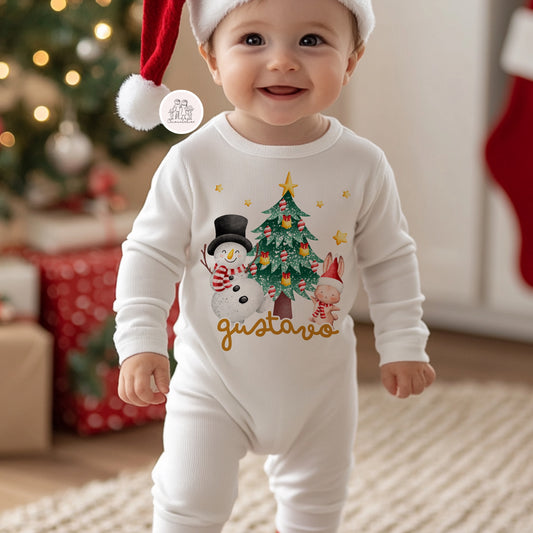 Pijama bebé de Natal “Boneco de Neve” personalizado